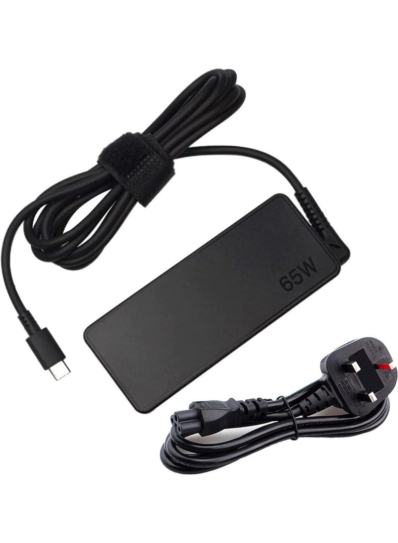 Terabyte 65W USB Type-C Power Adapter for Lenovo, Dell, Samsung, HP Chromebooks & USB-C Laptops, AC Charger with Overcurrent and Overvoltage Protection - Image 1